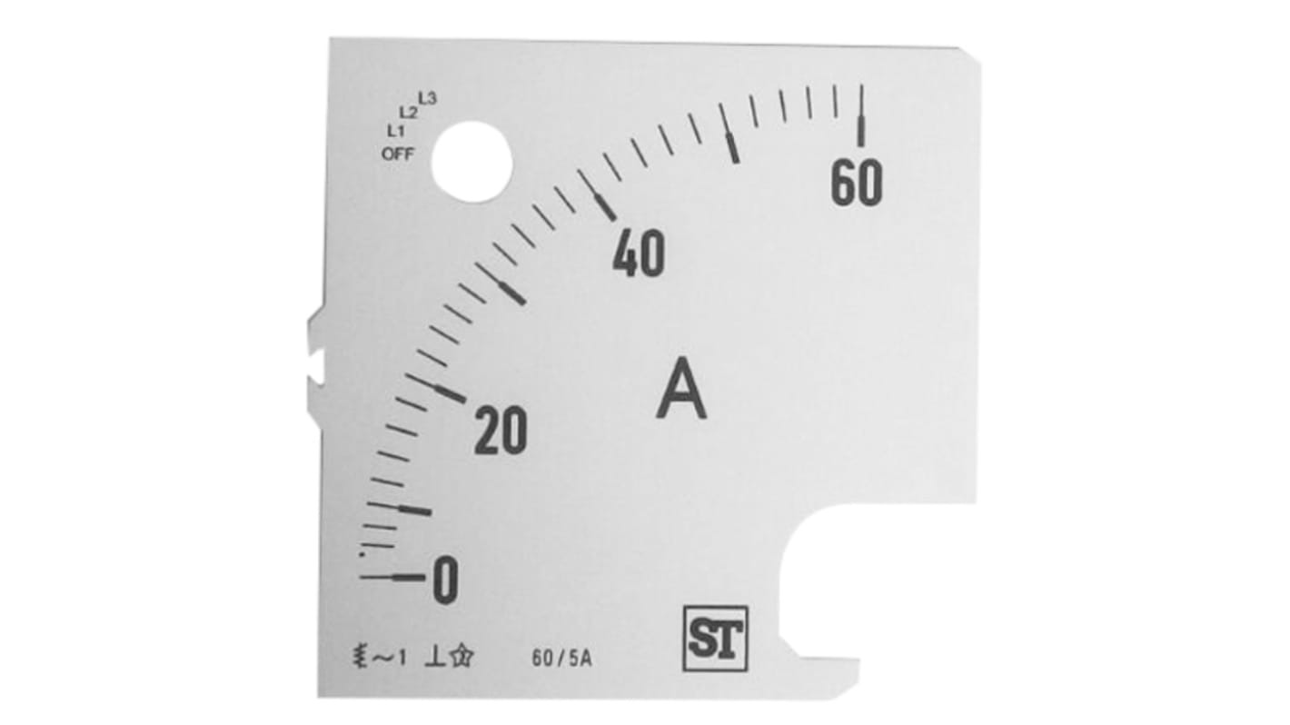 Sifam Tinsley Meter Scale For Use With 96 x 96 Analogue Panel Ammeter