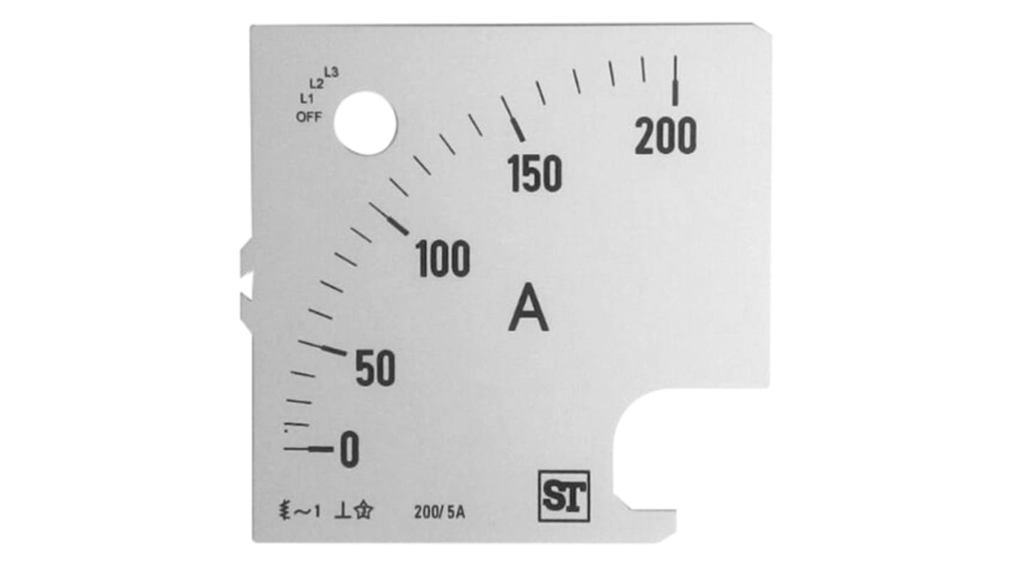 Sifam Tinsley Meter Scale For Use With 96 x 96 Analogue Panel Ammeter