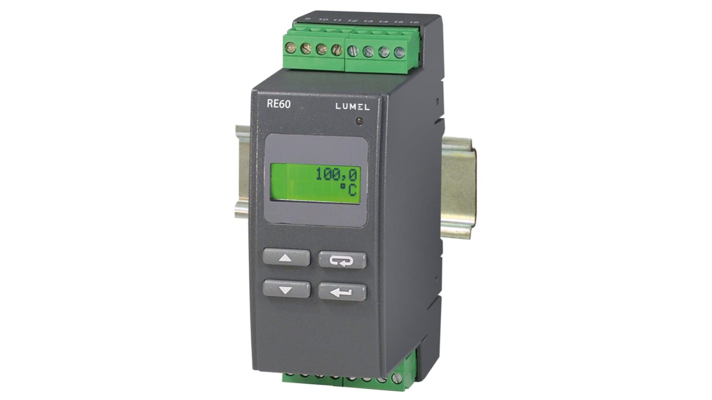Controlador de temperatura PID Lumel serie RE60, 45 x 120mm, 230 V ac, 1 entrada PT100, 3 salidas Alarma, relé