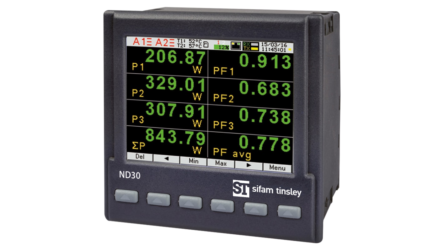 Medidor de energía Sifam Tinsley serie ND30, display LCD TFT
