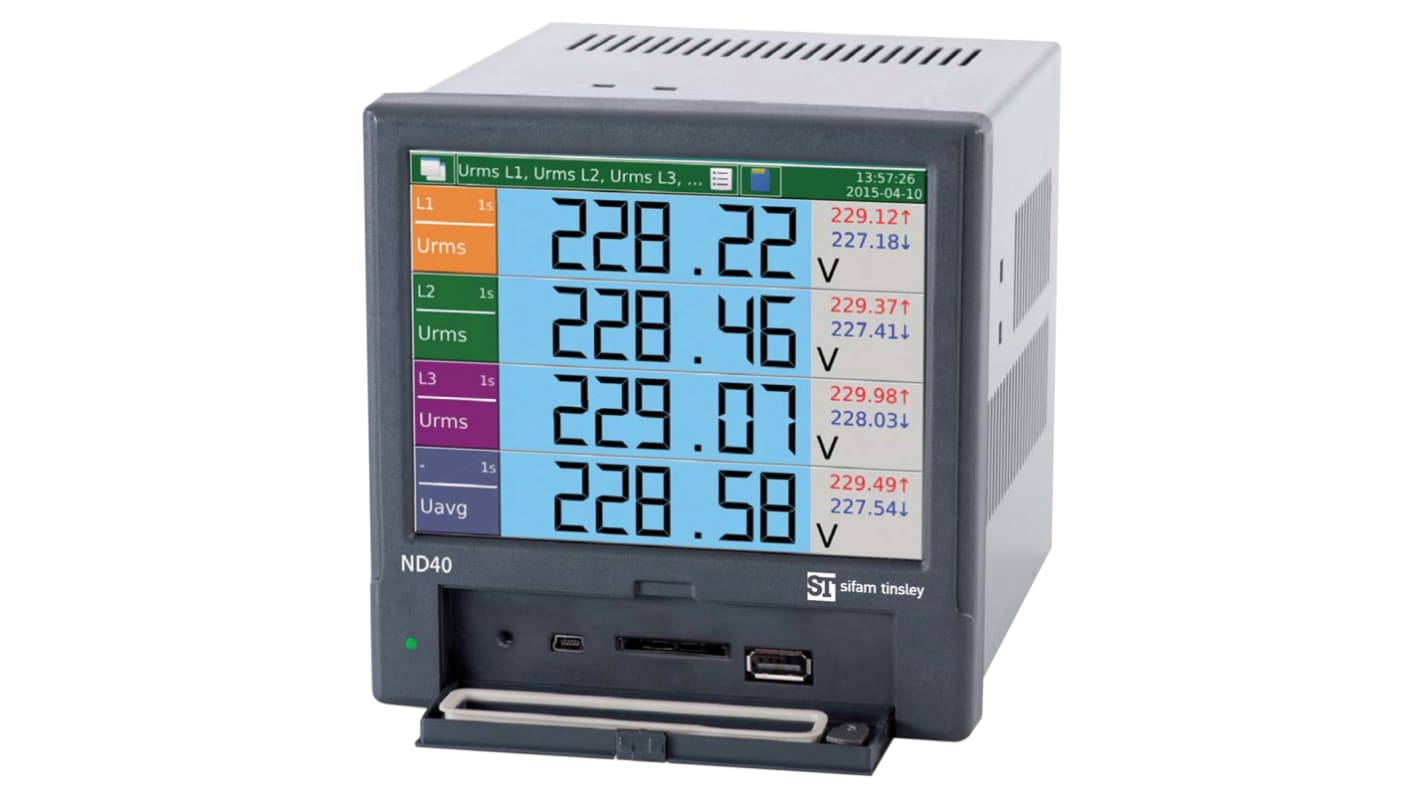 Analizador de red multifunción de panel Sifam Tinsley ND40, con display LCD TFT, para Factor de potencia activa,