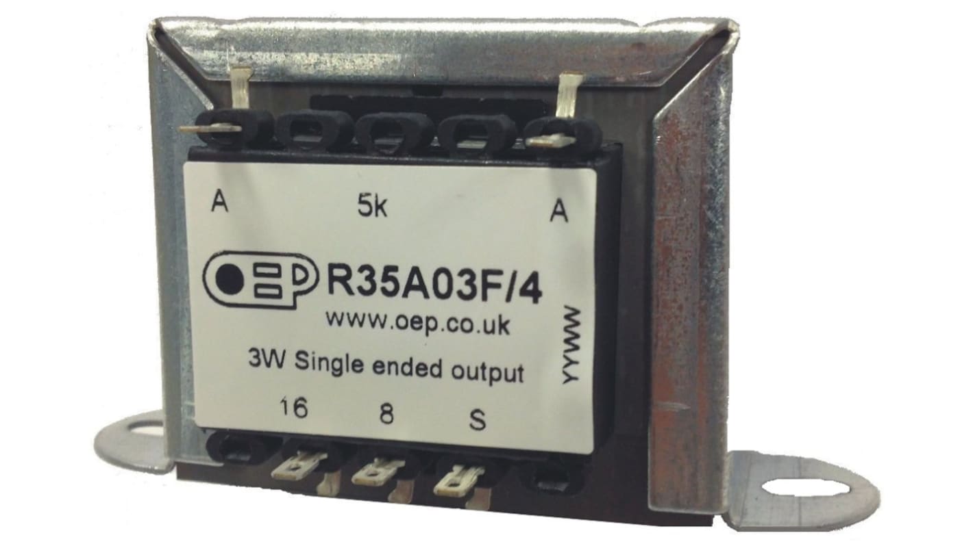 OEP 音频变压器, 初级5kΩ, 次级8 Ω, 16 Ω, 3W, 面板安装, 87.3 x 52 x 49.5mm
