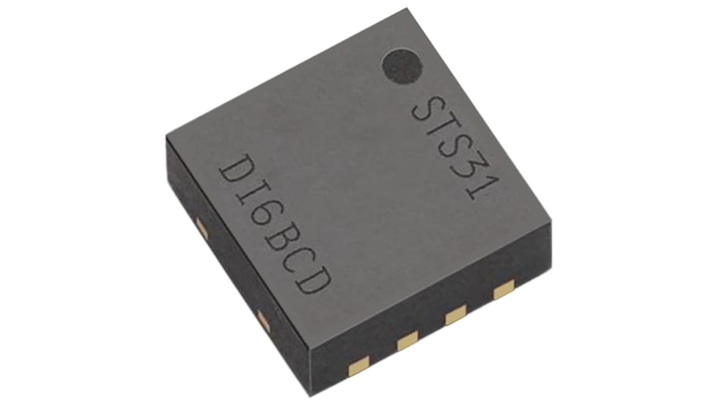 Sensor de temperatura y humedad STS31-DIS-2.5kS, 0,015 °C, encapsulado DFN 8 pines, interfaz Serie I2C