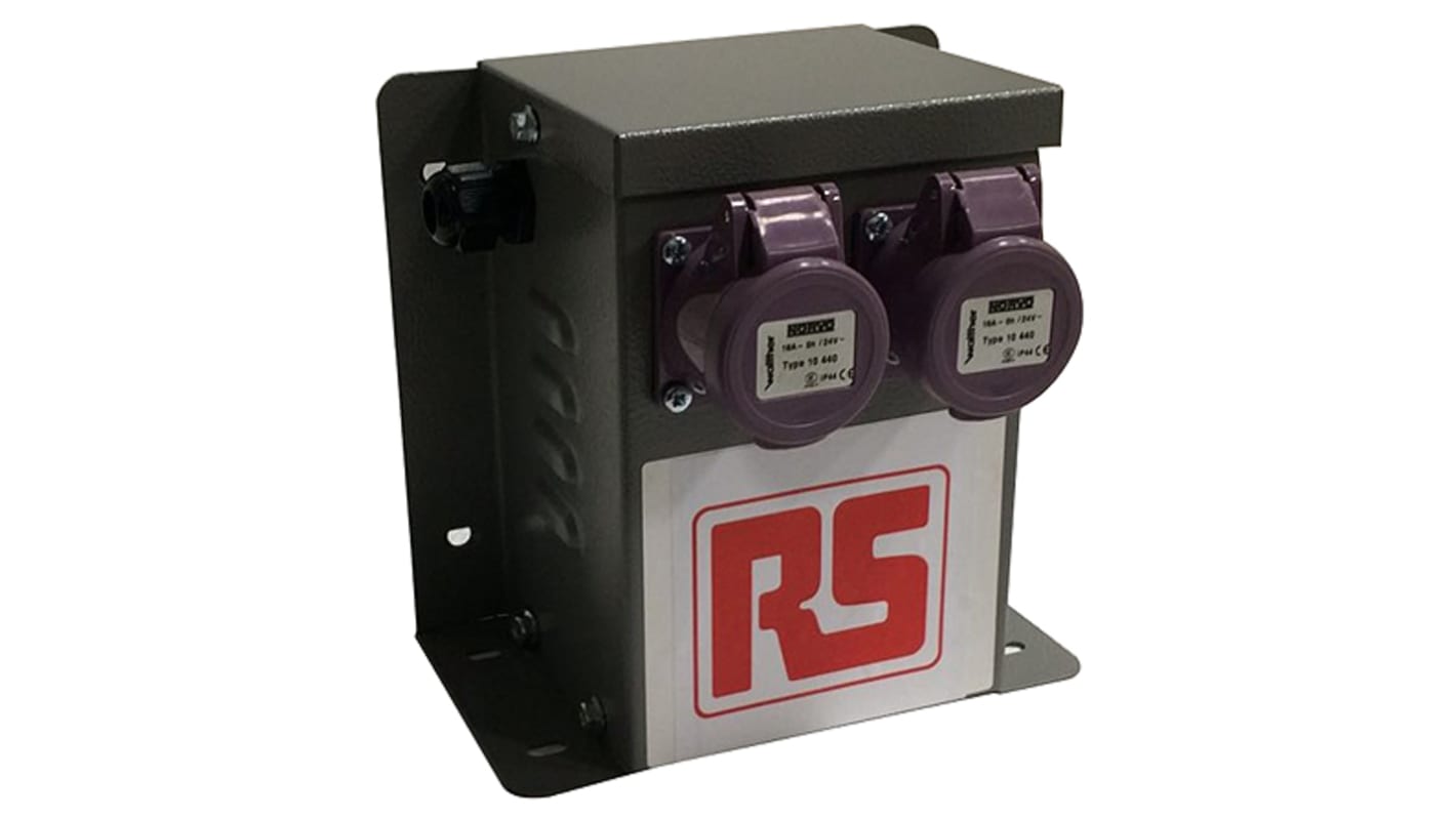 RS PRO 200 VA Intermittent 5 Mins on 15 Mins off Site Transformer, 230V ac Primary, 24V Secondary