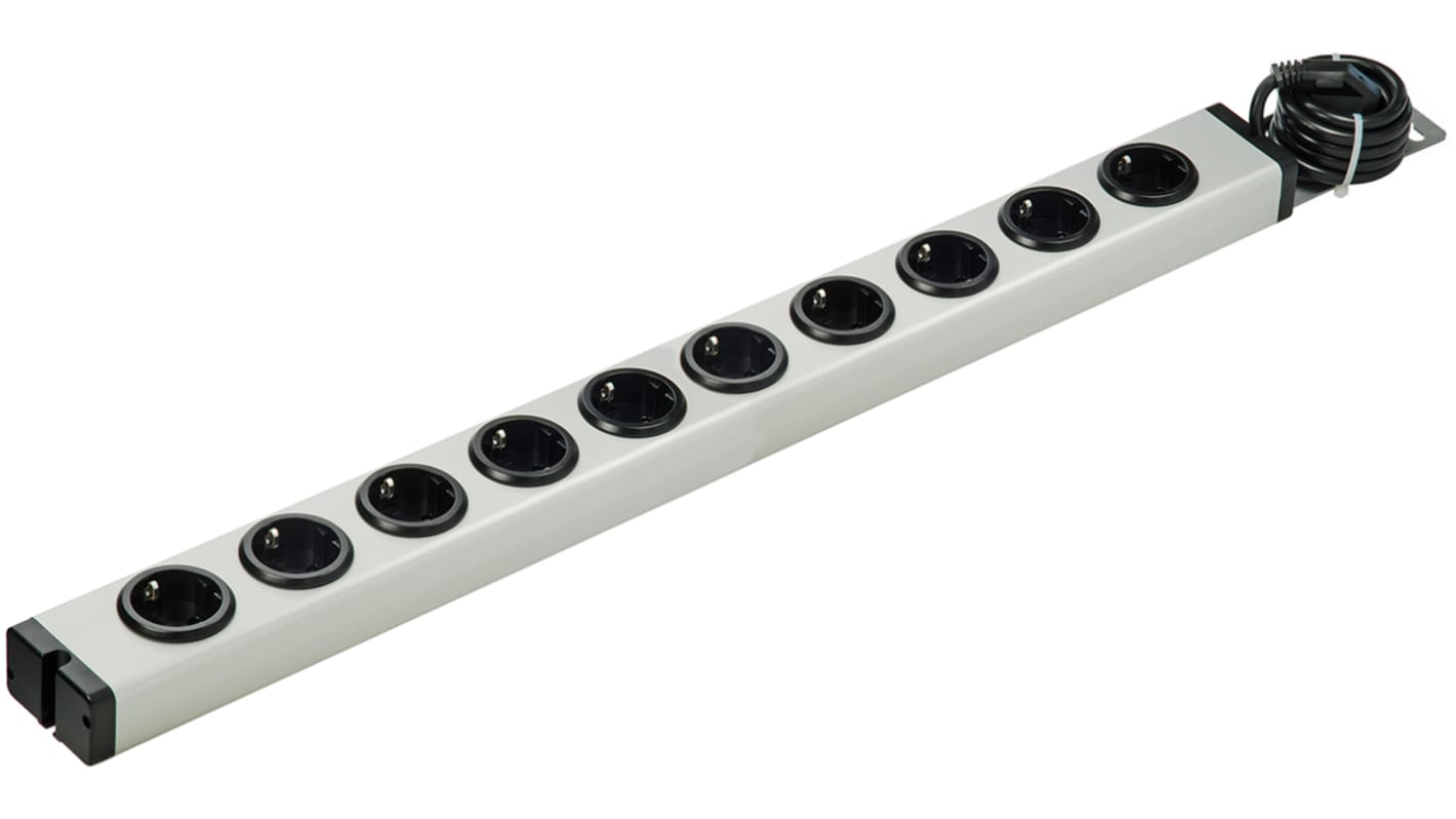 Bodo Ehmann Type F - German Schuko 10 Gang Power Distribution Unit, 1.5m Cable, 16A, 250 V ac