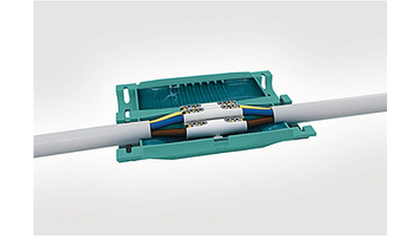HellermannTyton Relicon Kabelverbindungsgel, 5-adrig, Abzweig Gelenktyp, für 5 x 25mm² Leiter, gelgefüllt, 240 x 75 x