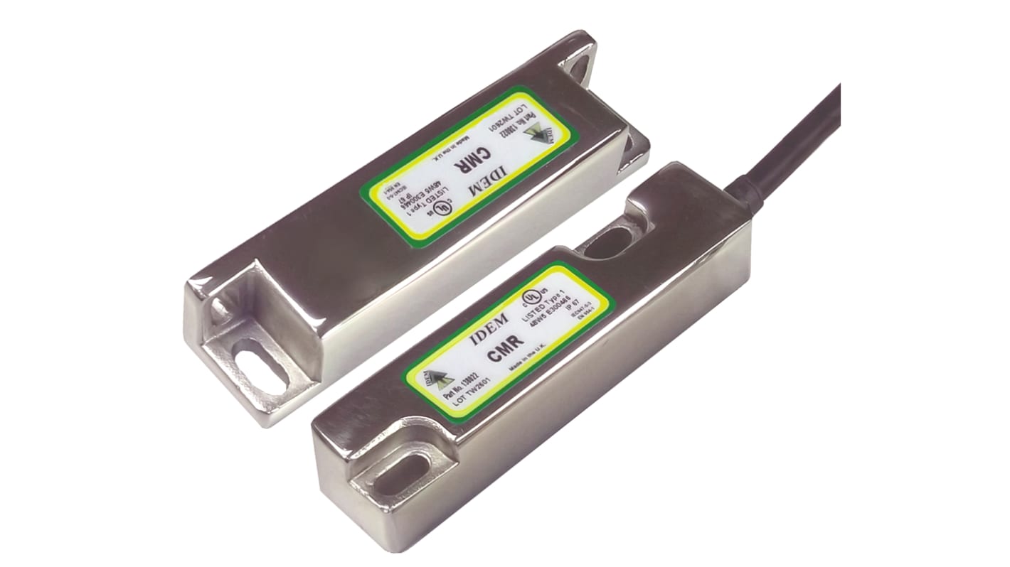 IDEM CMR Series Magnetic Non-Contact Safety Switch, 250V ac, 316 Stainless Steel Housing, 2NC, 2m Cable