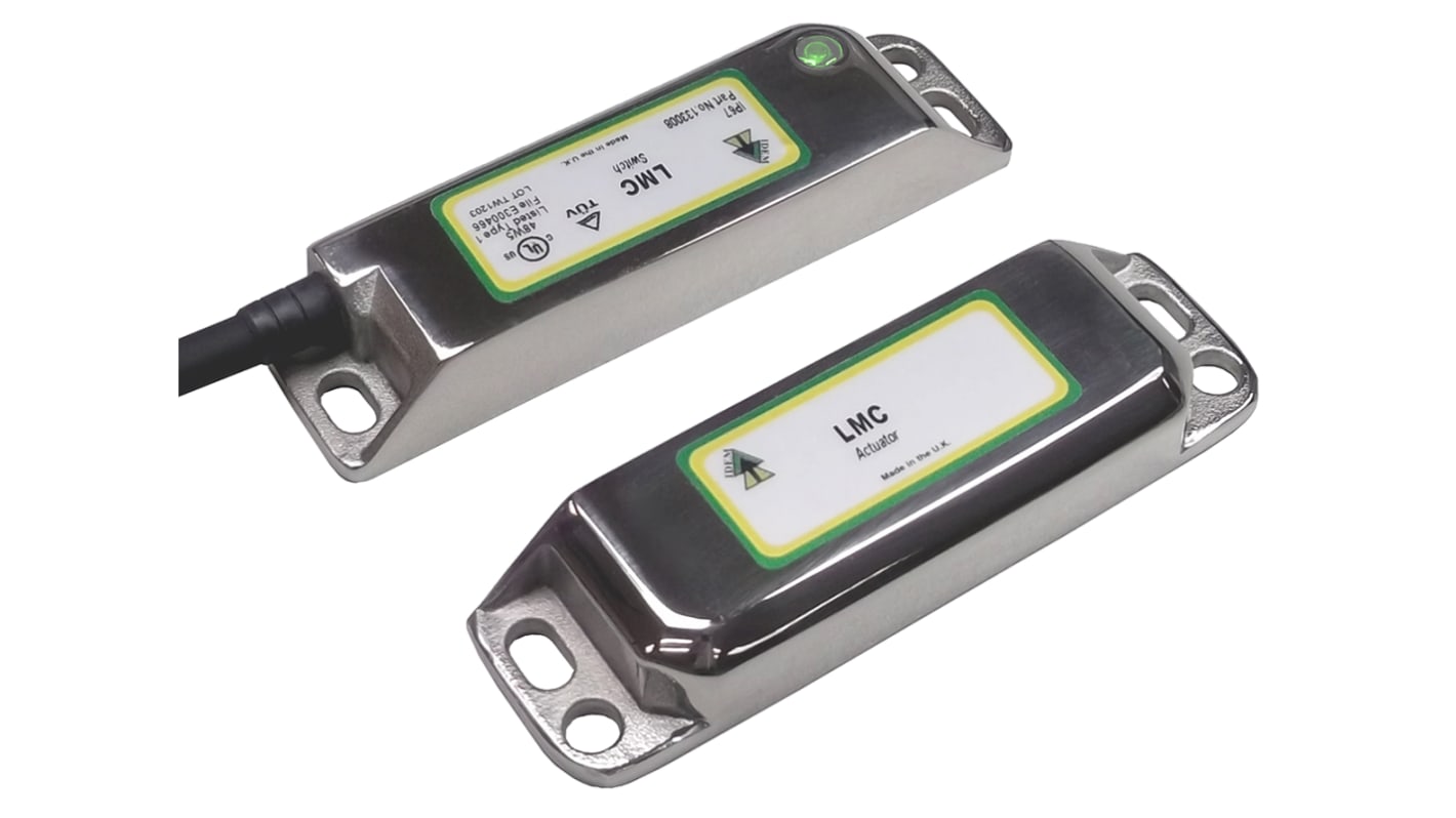 IDEM 非接触式安全开关, 编码执行器, 2常闭安全触点, M12连接, IP67, IP69K, LMC系列