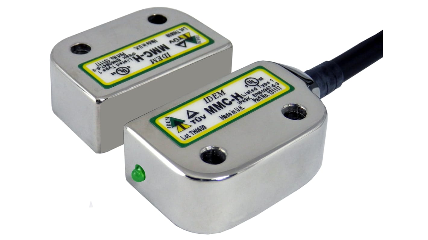 IDEM MMC-H Series Magnetic Non-Contact Safety Switch, 24V dc, 316 Stainless Steel Housing, 2NC, 2m Cable