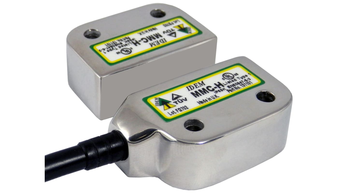 IDEM MMC-H Series Magnetic Non-Contact Safety Switch, 24V dc, 316 Stainless Steel Housing, 2NC, M12