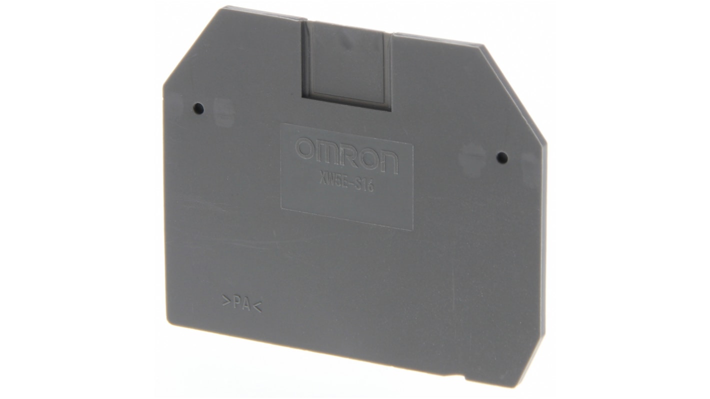 Omron XW5E Series End Cover for Use with XW5G-S16-1.1-1 Grounding Terminal Block, XW5T-S16-1.1-1 Feed Through Terminal