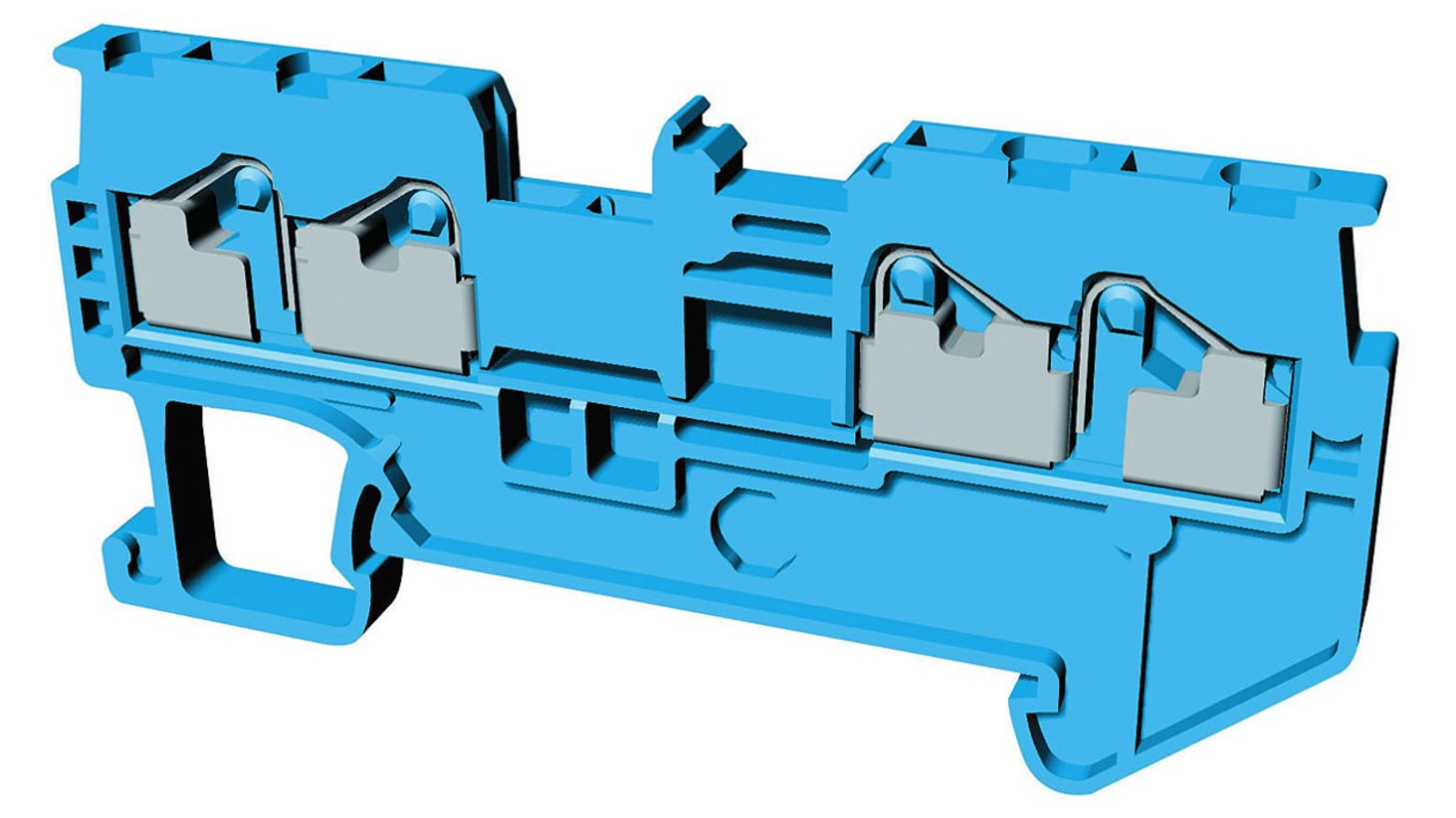 Omron XW5T Series Blue Non-Fused DIN Rail Terminal, 1.5mm², Single-Level, Push In Termination