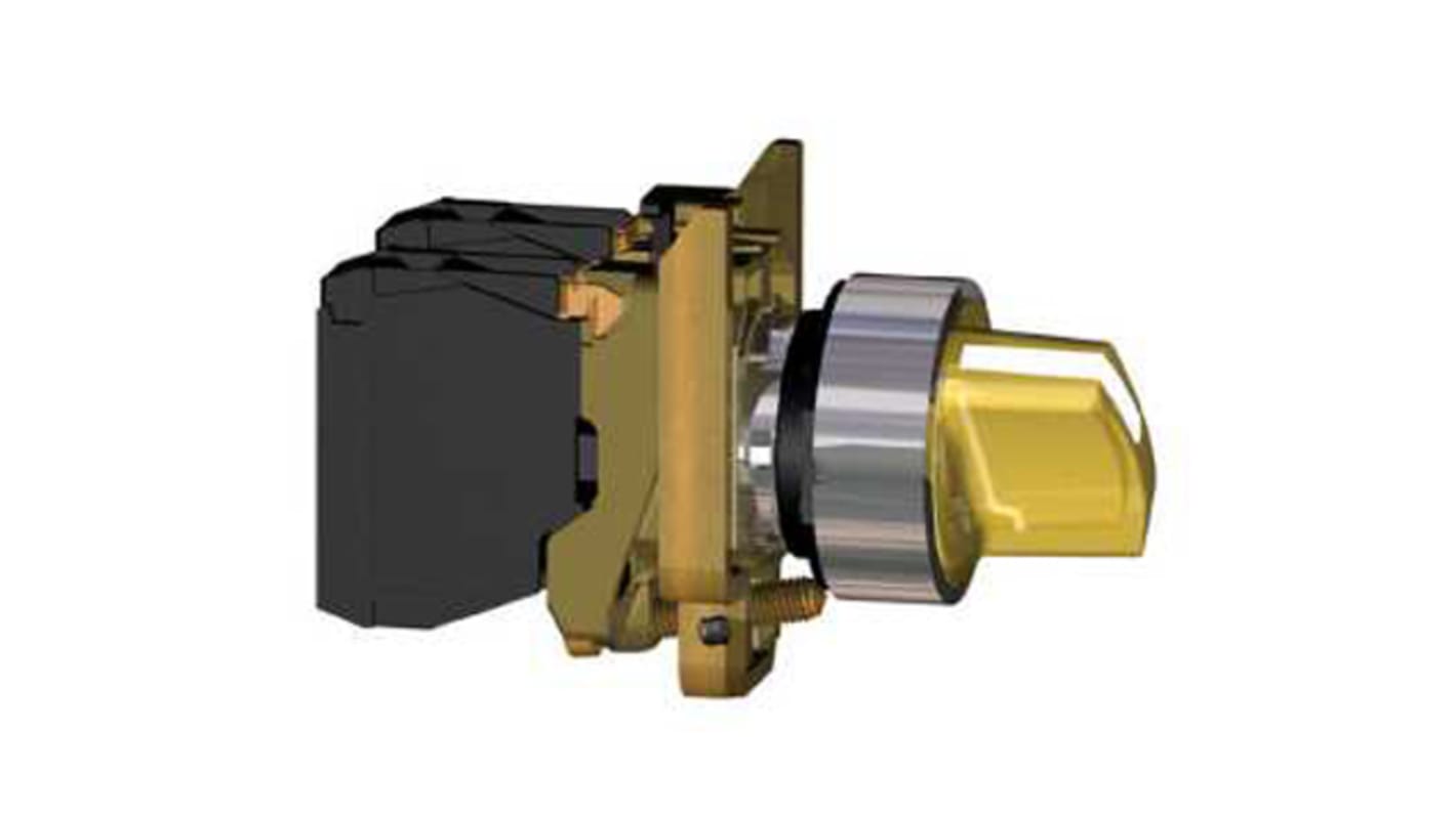 Schneider Electric Knob Selector Switch - (SPDT) 22mm Cutout Diameter, Illuminated 3 Positions