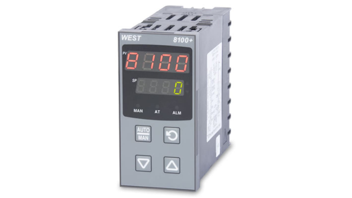 West Instruments P8100+ Panel Mount PID Temperature Controller, 48 x 96mm 1 Input, 3 Output Relay, SSR, 100 →