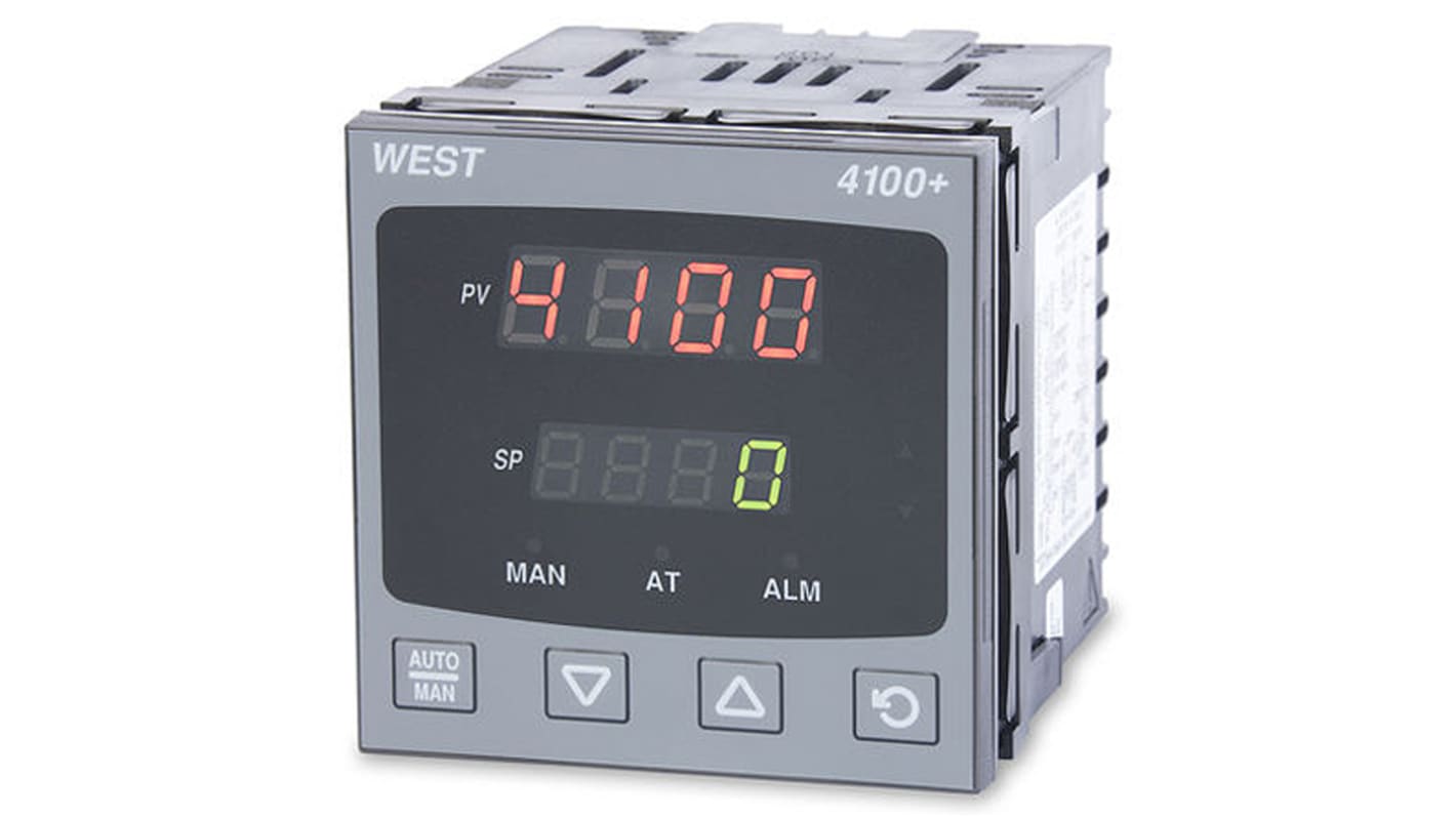 West Instruments P4100+ Panel Mount PID Temperature Controller, 96 x 96mm 1 Input, 3 Output Analogue, 100 → 240
