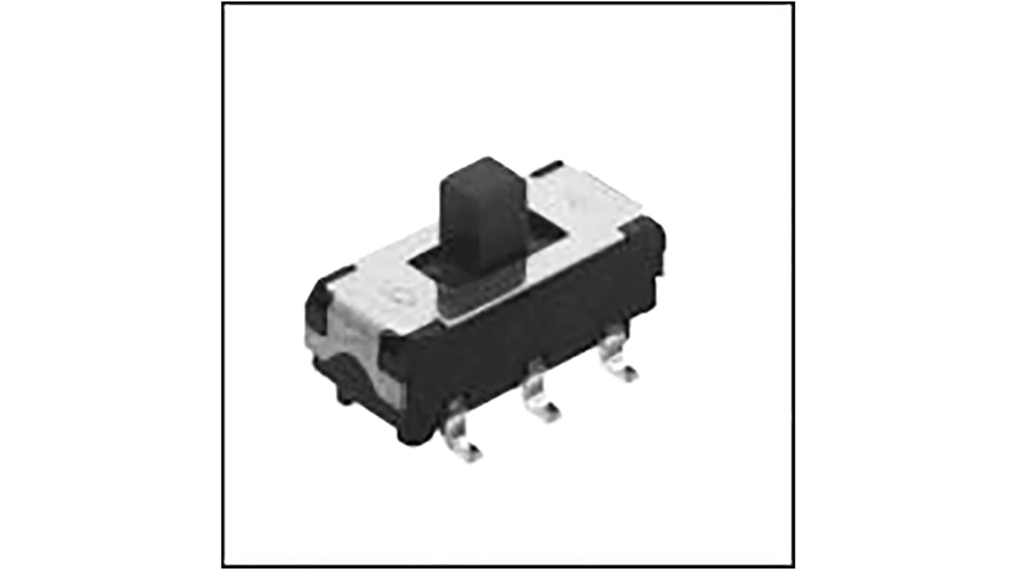 Commutateur à glissière, SPDT, Verrouillable, 0,3 A, Montage en surface