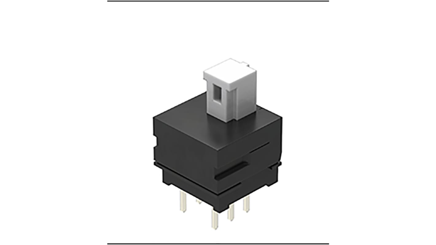 Alps Alpine Push Button Switch, Latching, PCB, DPDT, 30V dc