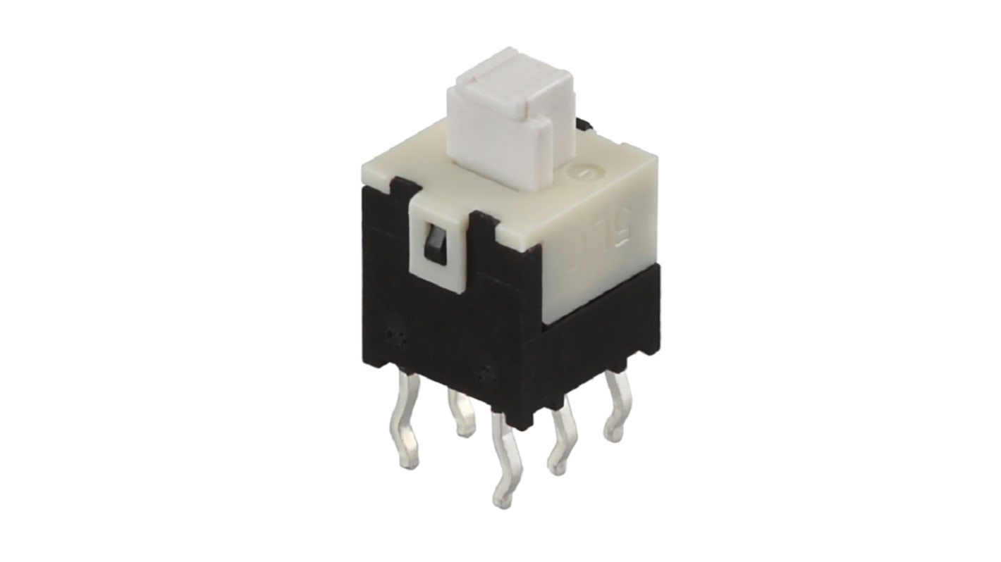 Alps Alpine Push Button Switch, Momentary, PCB, DPDT, 12V dc