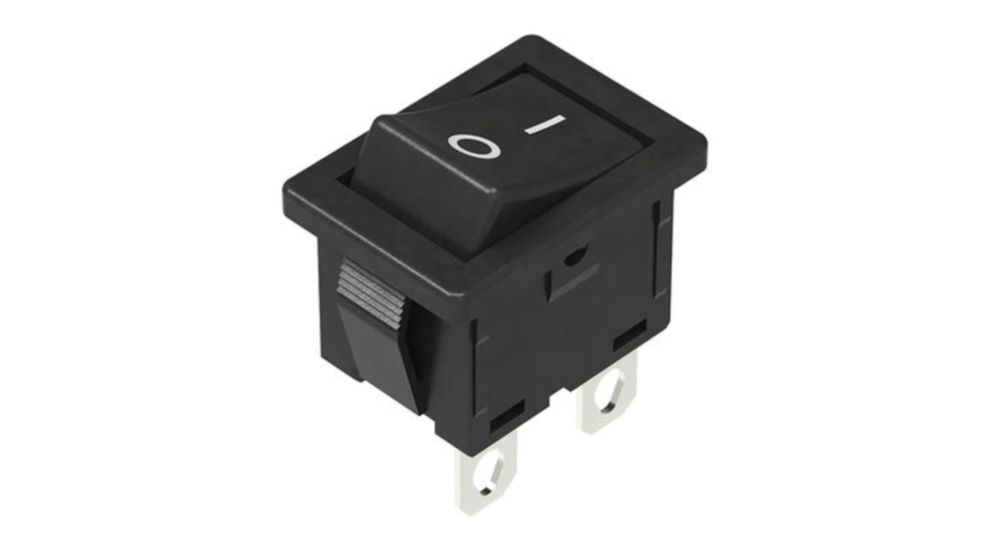 Interruptor de balancín, SDDJE11200, Contacto SPST, Enclavamiento, 10 A, No, Negro, IP00