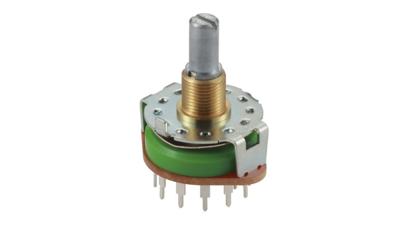 Alps Alpine, 6 Position DP6T Rotary Switch, 250 mA, PC Pin
