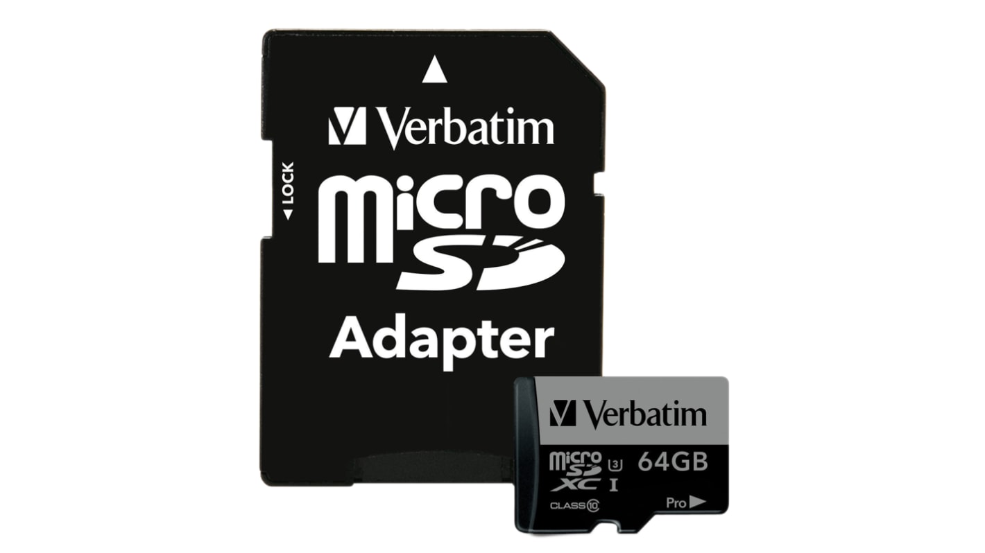 Verbatim 64GB SDHC Micro SD Card, Class 10, UHS-1 U3