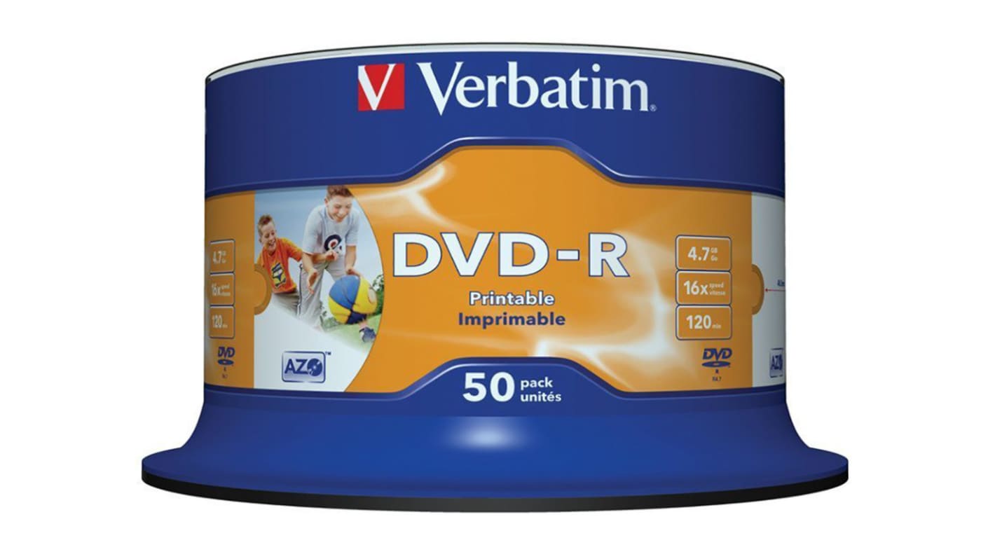 Verbatim DVD-R, 4.7 GB, 16X, 50 Pack