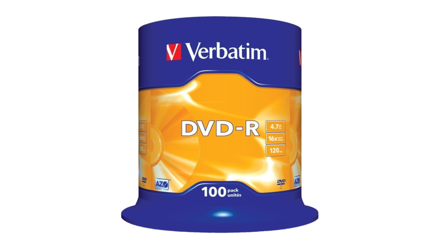 Verbatim DVD-R, 4.7 GB, 16X, 100 Pack