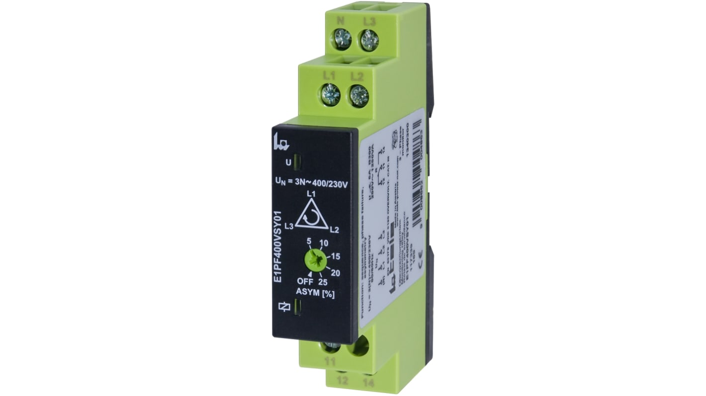 Tele Phase, Voltage Monitoring Relay, 3 Phase, SPDT, Maximum of 400 V, DIN Rail