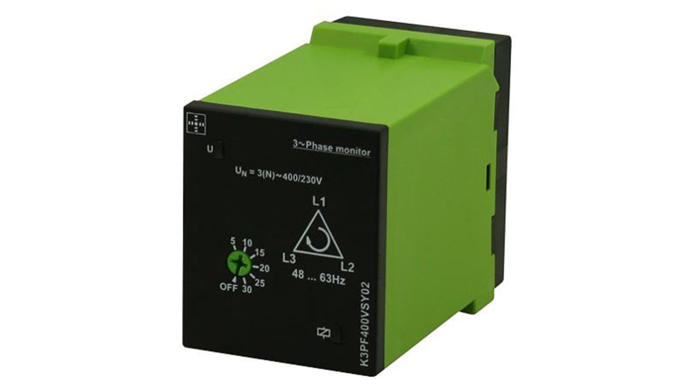 Tele Phase, Voltage Monitoring Relay, 3 Phase, DPDT, Maximum of 400 V, DIN Rail