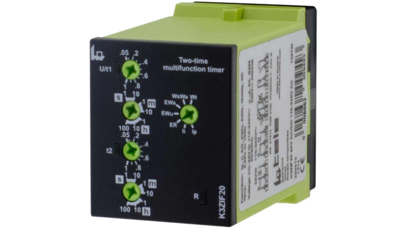 Tele 多機能 タイマーリレー, 1 s → 100h, 110 → 240 V ac, 24V ac/dc, SPDT, プラグイン , K3ZIF20 シリーズ