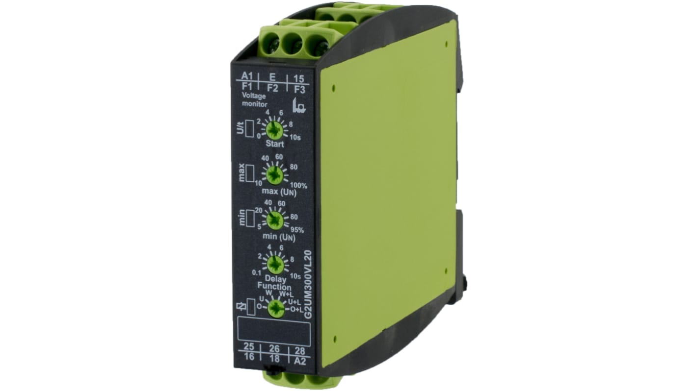 Tele Voltage Monitoring Relay, 1 Phase, DPDT, 30 → 300V ac/dc, DIN Rail