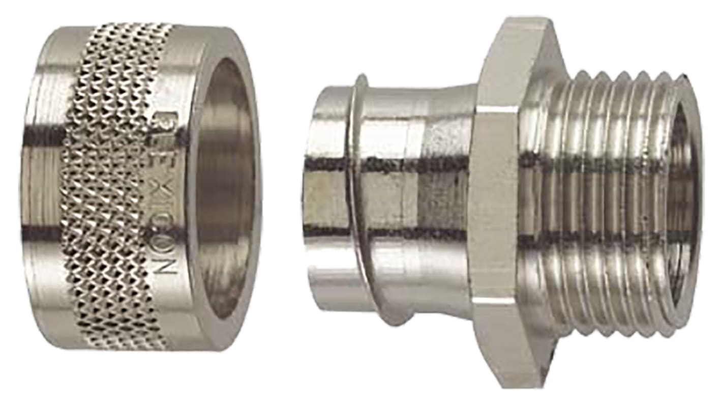 Flexicon 固定外螺纹 电缆管接头, M75螺纹, 黄铜制, 75mm标称尺寸, 镀镍表面, IP54, FSU M系列