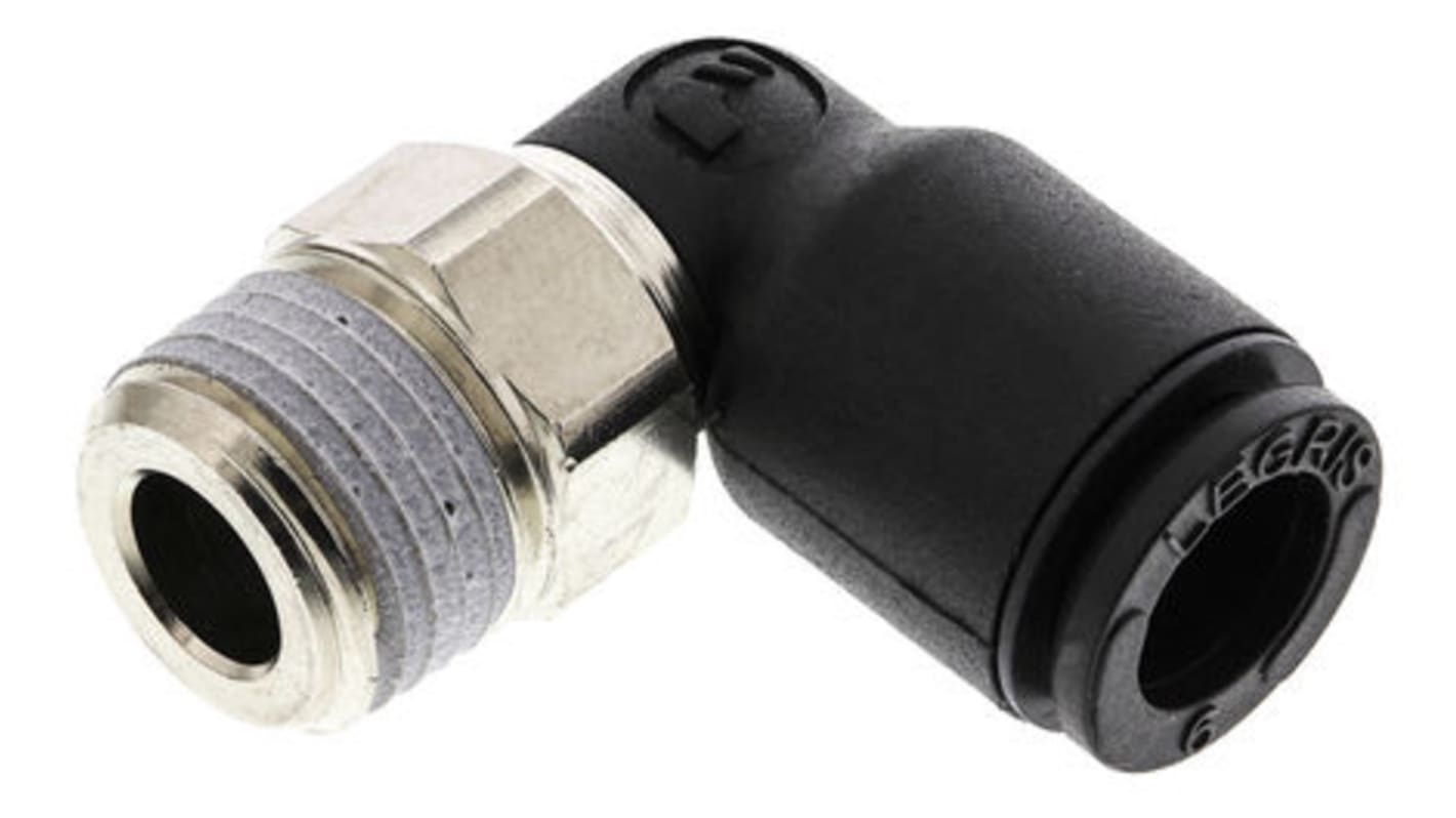 Legris LF3000 Series Elbow Threaded Adaptor, R 1/2 Male to Push In 16 mm, Threaded-to-Tube Connection Style
