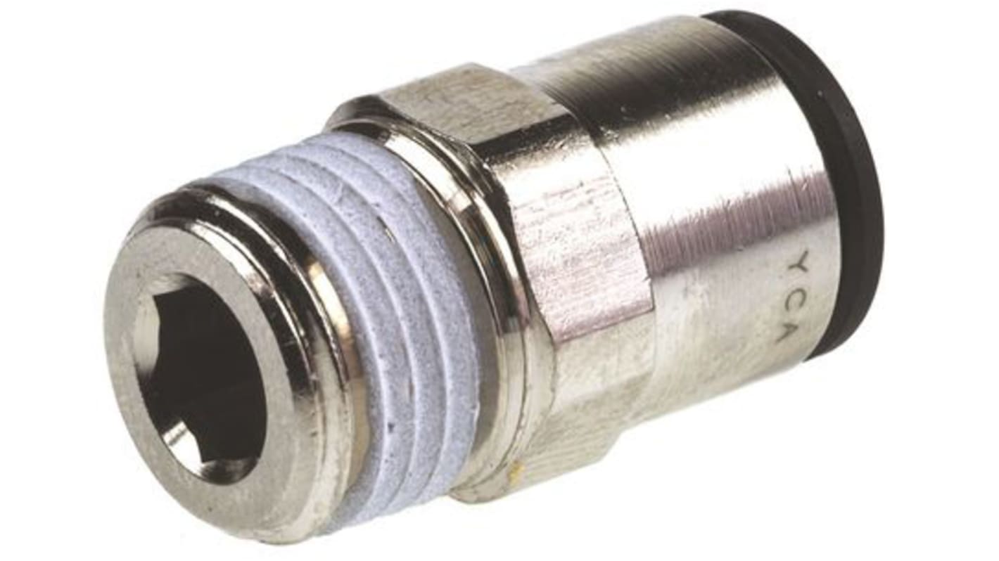 Legris LF3000 Series Straight Threaded Adaptor, R 1/2 Male to Push In 16 mm, Threaded-to-Tube Connection Style