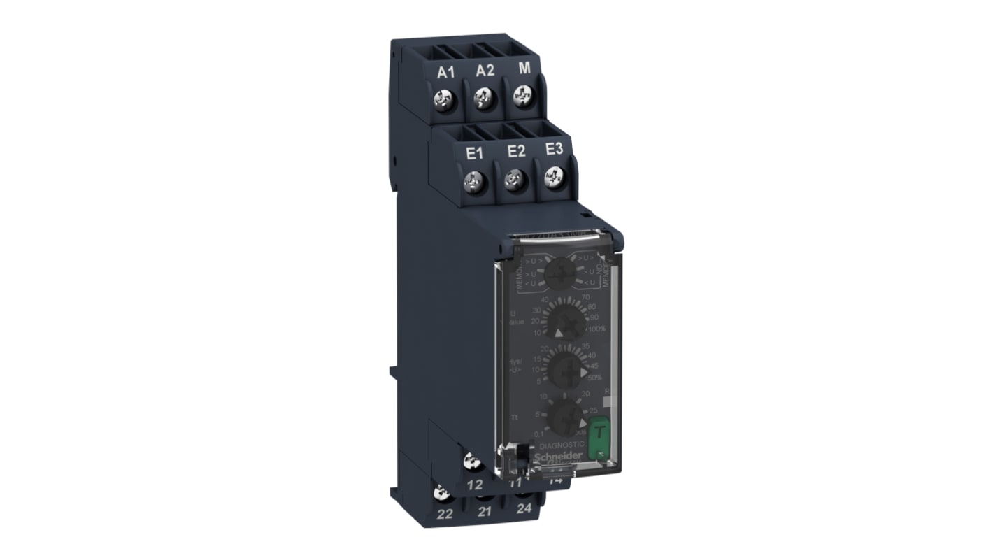 Schneider Electric Voltage Monitoring Relay, 1 Phase, DPDT, 15 → 500V ac/dc, DIN Rail