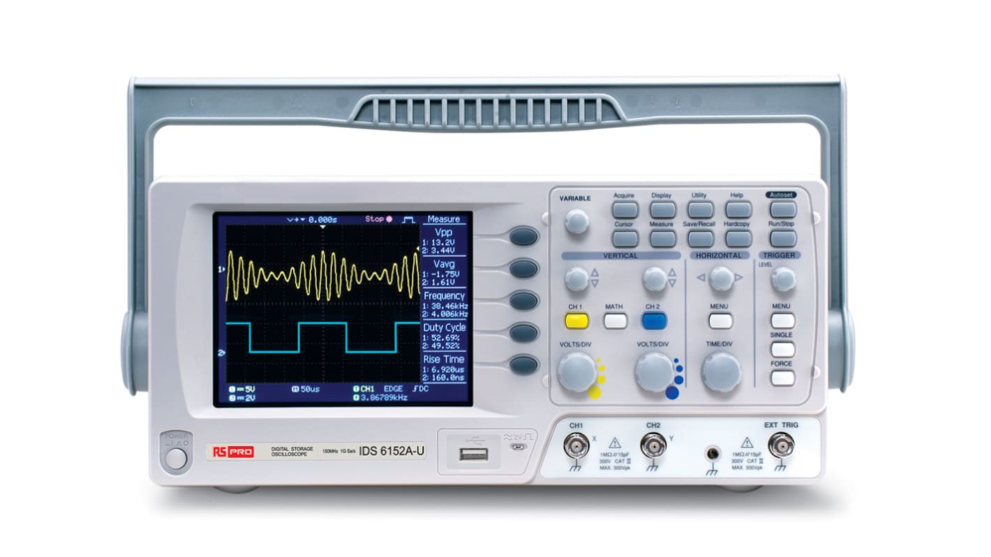 RS PRO IDS1152AU Digital Storage Oscilloscope, 2 Analogue Channels, 150MHz