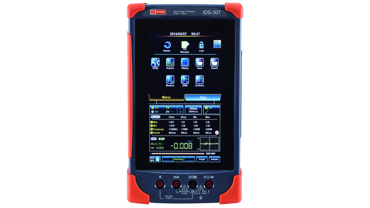 RS PRO IDS307 Digital Storage Oscilloscope, 2 Analogue Channels, 70MHz - UKAS Calibrated