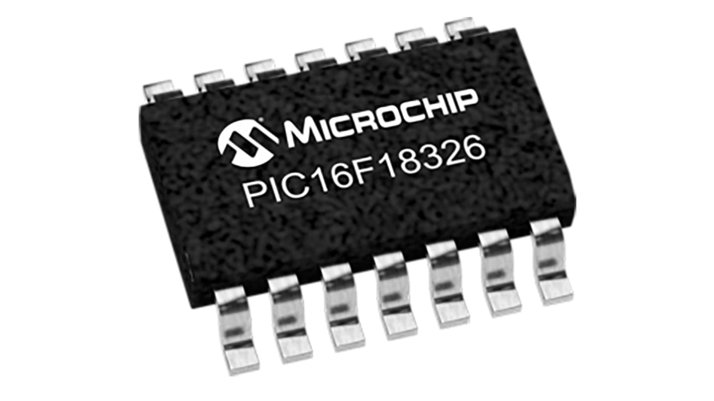 Microcontrolador Microchip PIC16F18326-I/SL, núcleo PIC de 8bit, RAM 2 kB, 32MHZ, SOIC de 14 pines