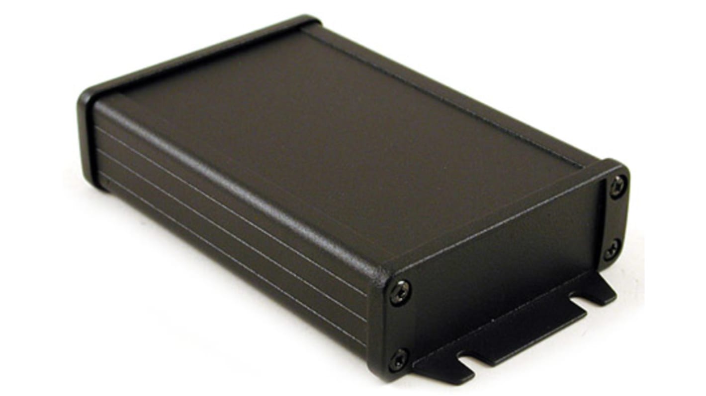 Hammond 1457 Series Black Aluminium Enclosure, IP65, Flanged, Black Lid, 31.5 x 87 x 152.1mm