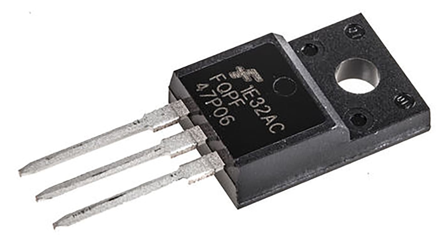 onsemi QFET P-Channel MOSFET, 30 A, 60 V, 3-Pin TO-220F FQPF47P06