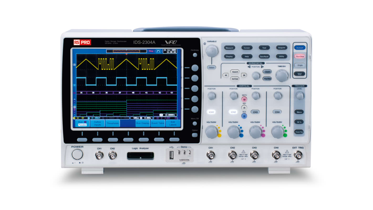 RS PRO IDS2304A, 300MHz Digital Storage Oscilloscope, 4 Analogue Channels