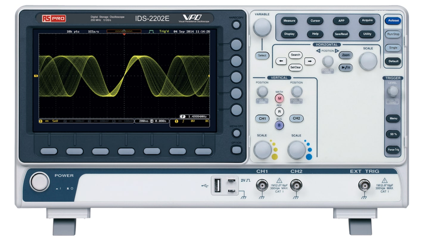 RS PRO IDS2202E Digital Bench Oscilloscope, 2 Analogue Channels, 200MHz