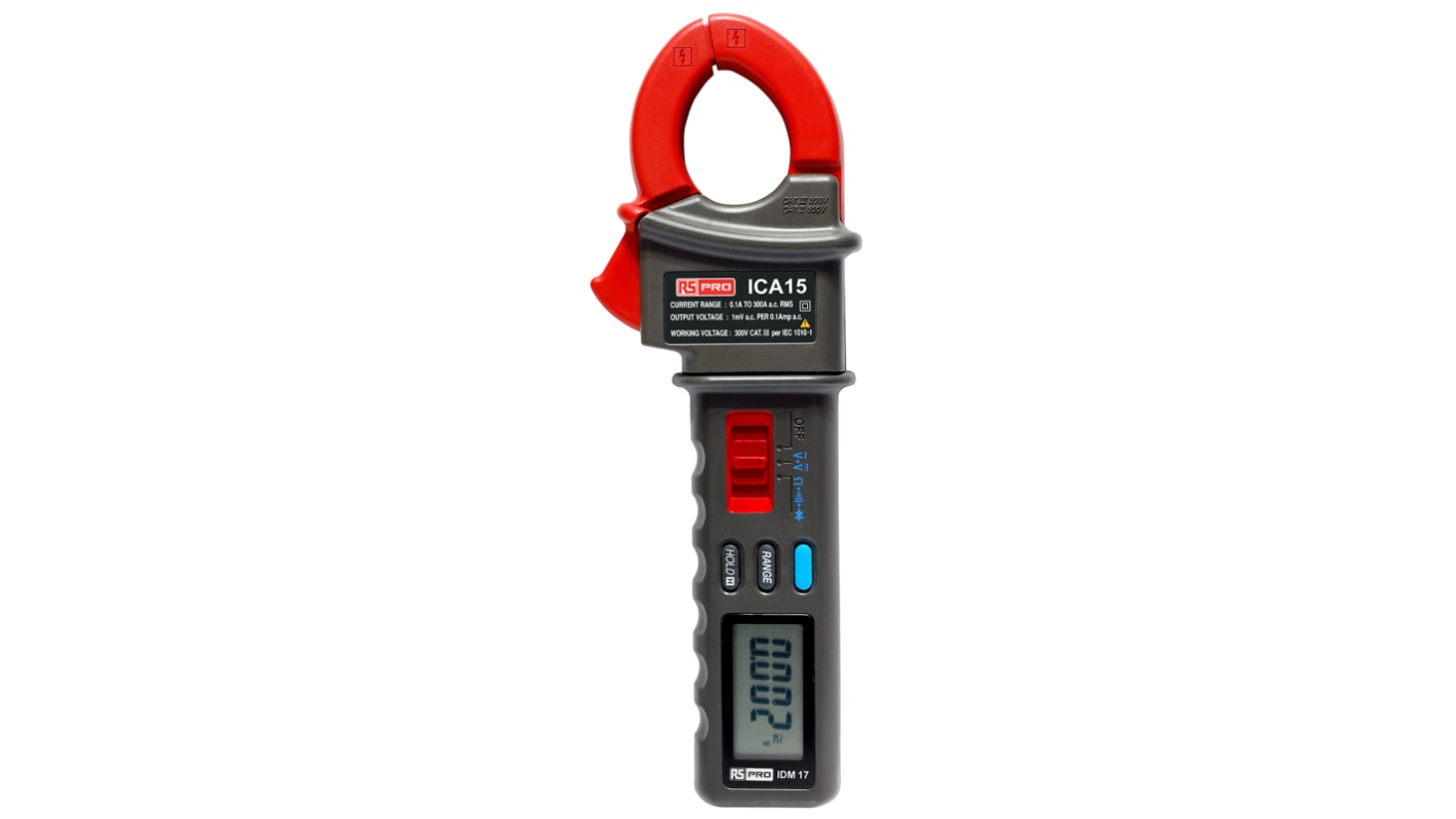 RS PRO IEK10N Clamp Meter, Max Current 300A ac CAT II 600 V, CAT III 300 V With UKAS Calibration