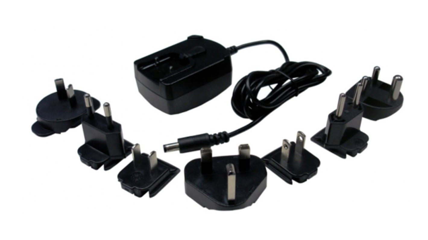 Phihong 15W电源适配器, 12V 直流 1.25A输出, 2.1x5.5x9.5mm 中心正极接口, 全球插头插头, PSA15R系列