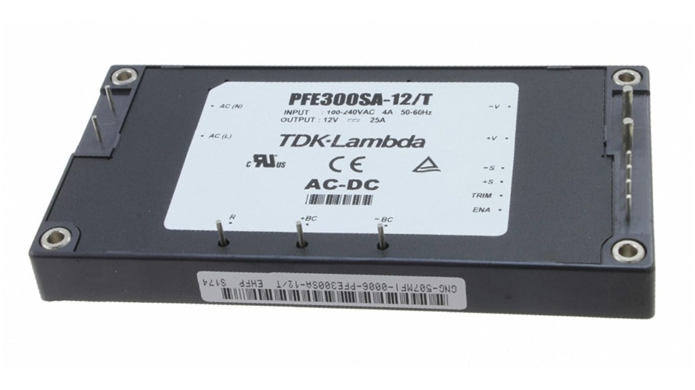 TDK-Lambda Switching Power Supply, PFE500SA-12, 12V dc, 33A, 396W, 1 Output, 85 → 265V ac Input Voltage