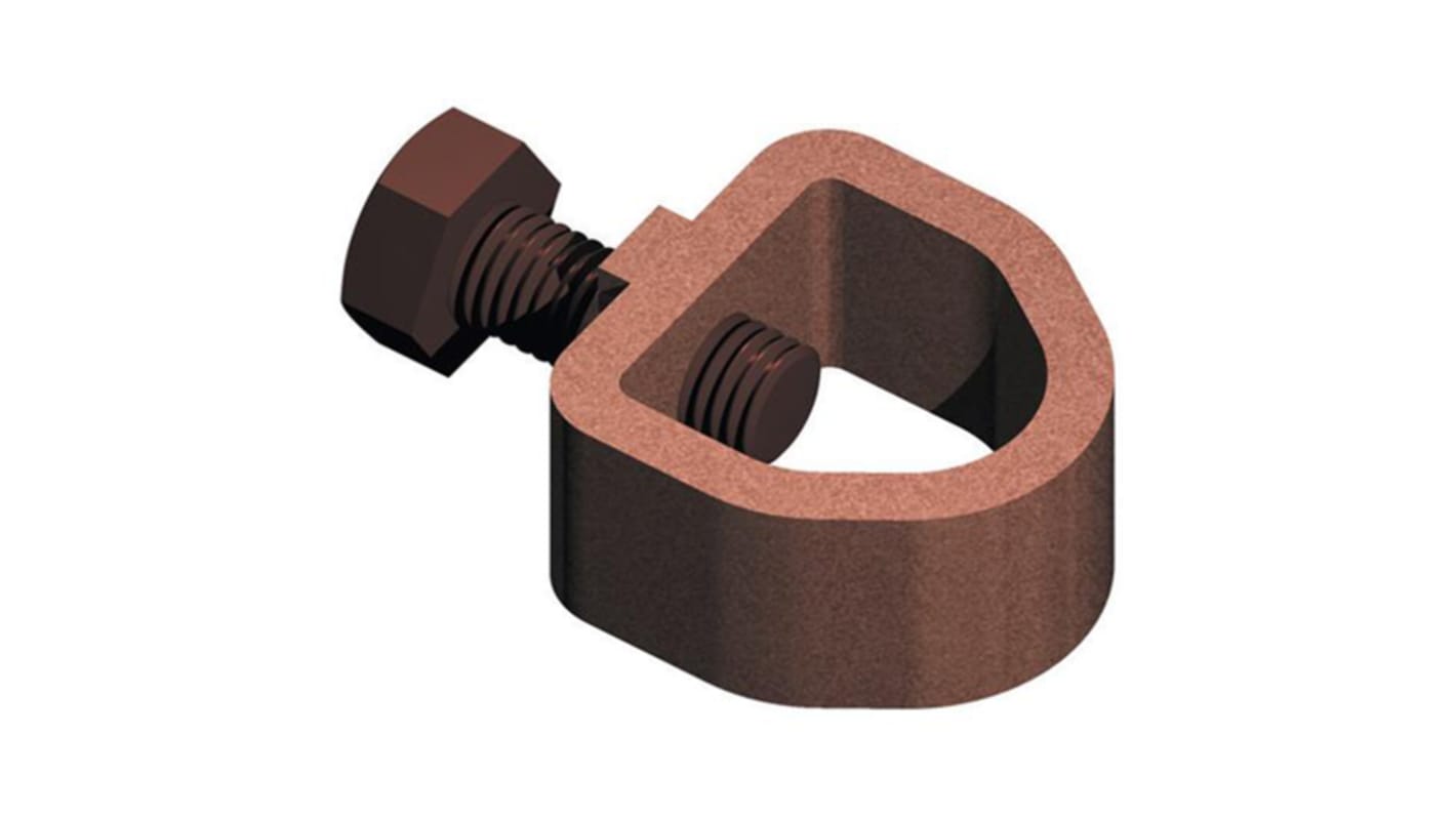 WJ Furse Copper Alloy Lightning Earth Clamp Max. Conductor Size 26 x 12mm Nominal Rod dia. 12.7mm