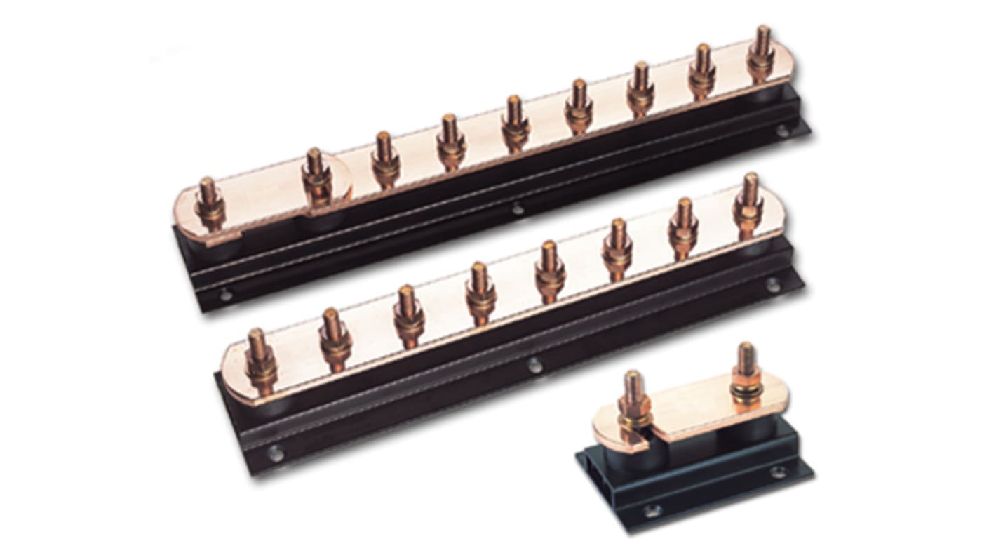 WJ Furse Copper Earth Bar L. 800mm x W. 90mm x H. 96mm 10 Ways