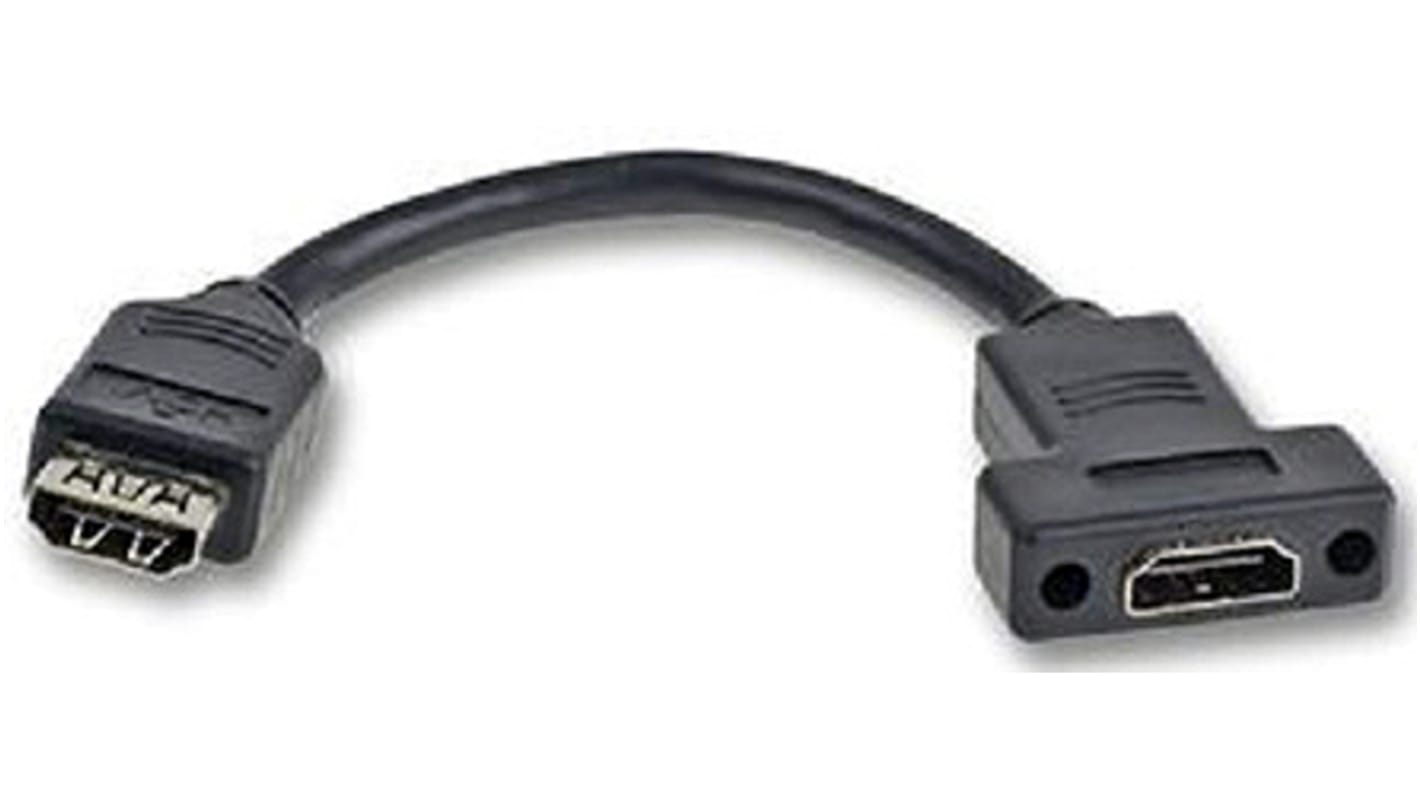 RS PRO HDMI线, HDMI母座转HDMI母座, 80mm长, 黑色
