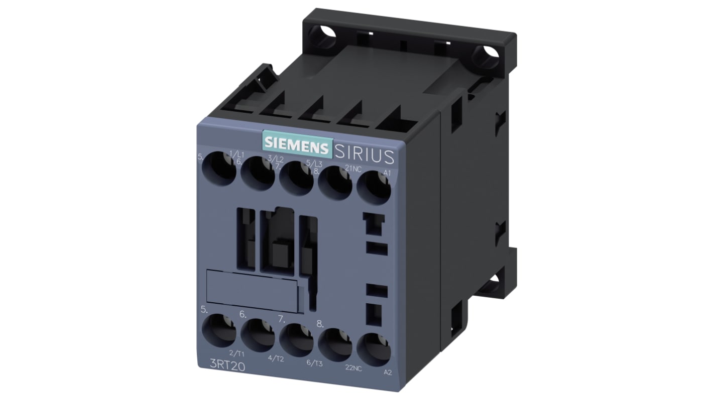 Contattore Siemens, serie 3RT2, 3 poli, 3 NO, 9 A, 4 kW