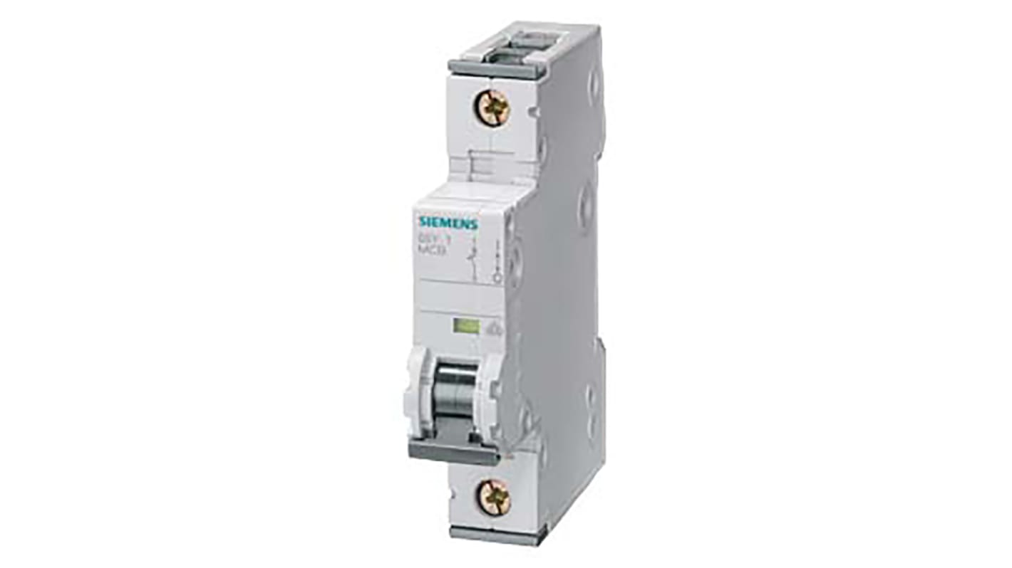 Siemens Sentron 5SY4 MCB, 1P, 1A Curve D, 230V AC, 10 kA Breaking Capacity